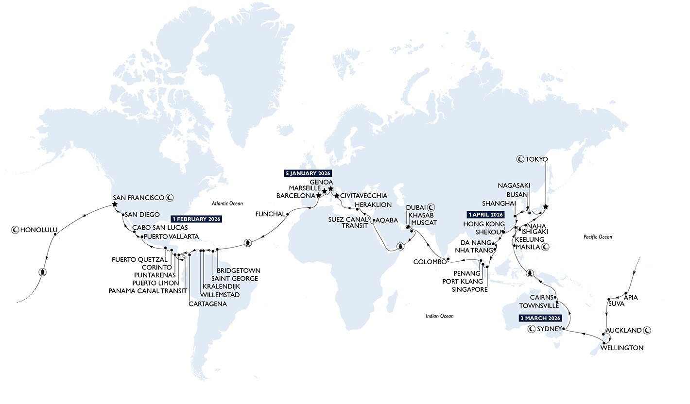  Weltreise Kreuzfahrt 2026 - Die Welt bereisen 